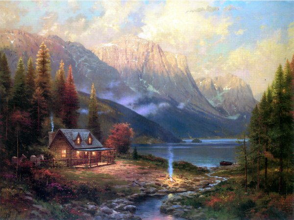 (image for) Handmade oil painting Copy paintings of famous artists Thomas Kinkade's painting, NO.81